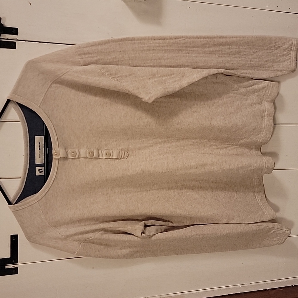 Hang Ten Gold 1/4 Button Long Sleeve Light Beige.